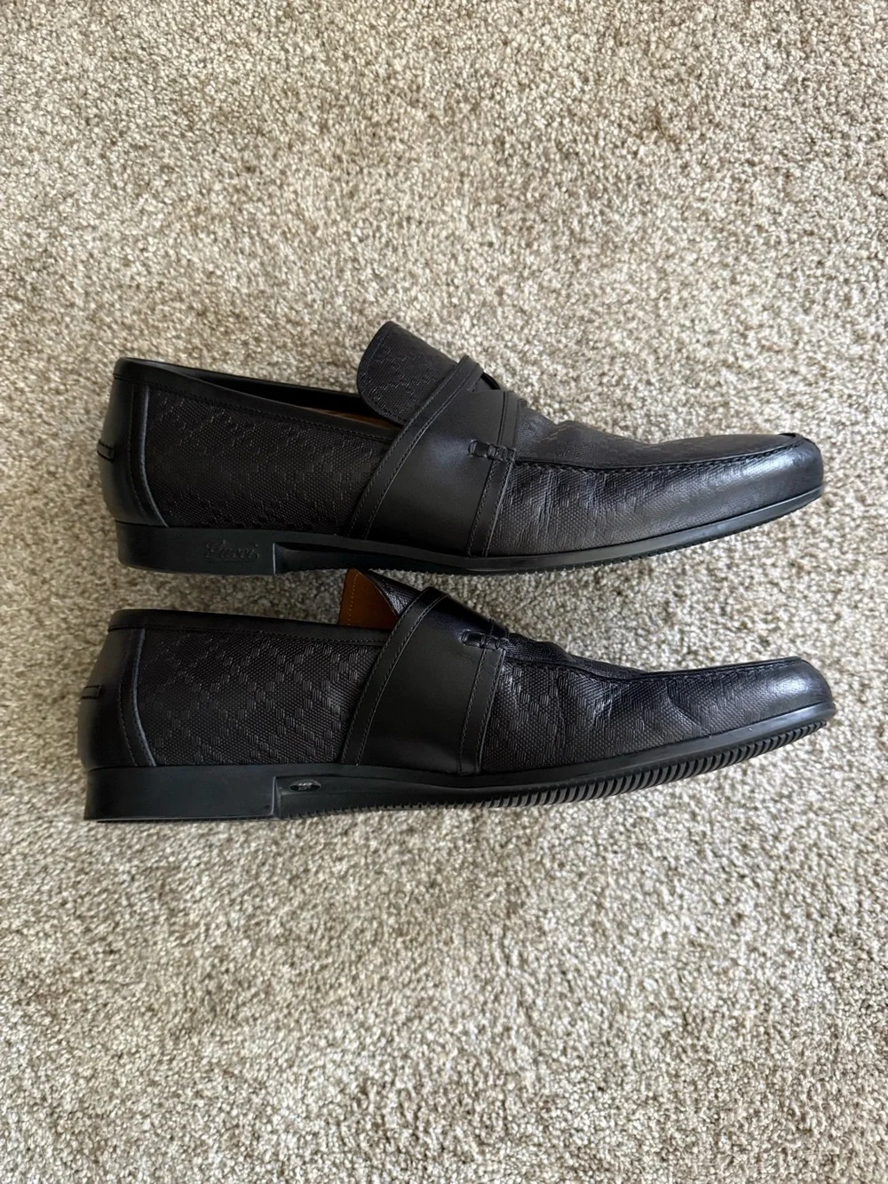 Gucci Black Leather Lux Diamante  Loafers
